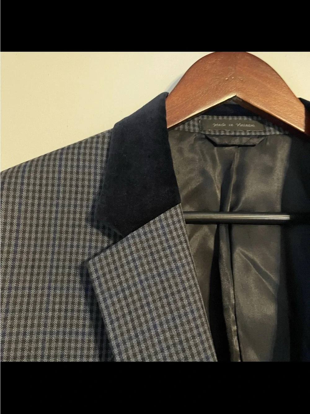 Lauren Ralph Lauren Men 46R Chesterfield velvet collar check sport coat blazer